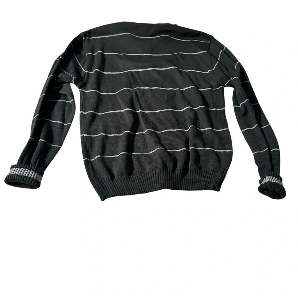 Men's Gray Striped Quarter Zip-Up Sweater